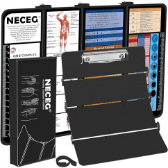 Nursing Clipboard Foldable-4 Layers Aluminum Folding Nurse Clip Boards Pocket Size with Nursing Medical Edition Cheat Sheets for Nurses Students and Doctors (Black)